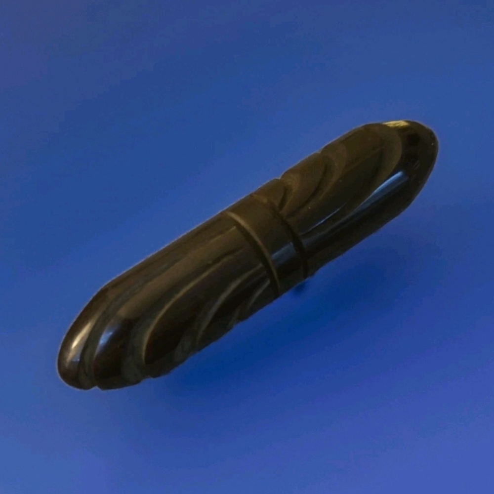 Bakelite Brooch Brown Carved Bakelite Bar Vintage 1900s-1920s 2.8 inch